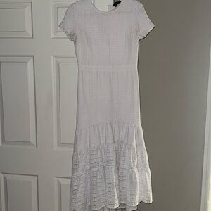 Banana Republic White Eyelet Tiered Maxi Dress